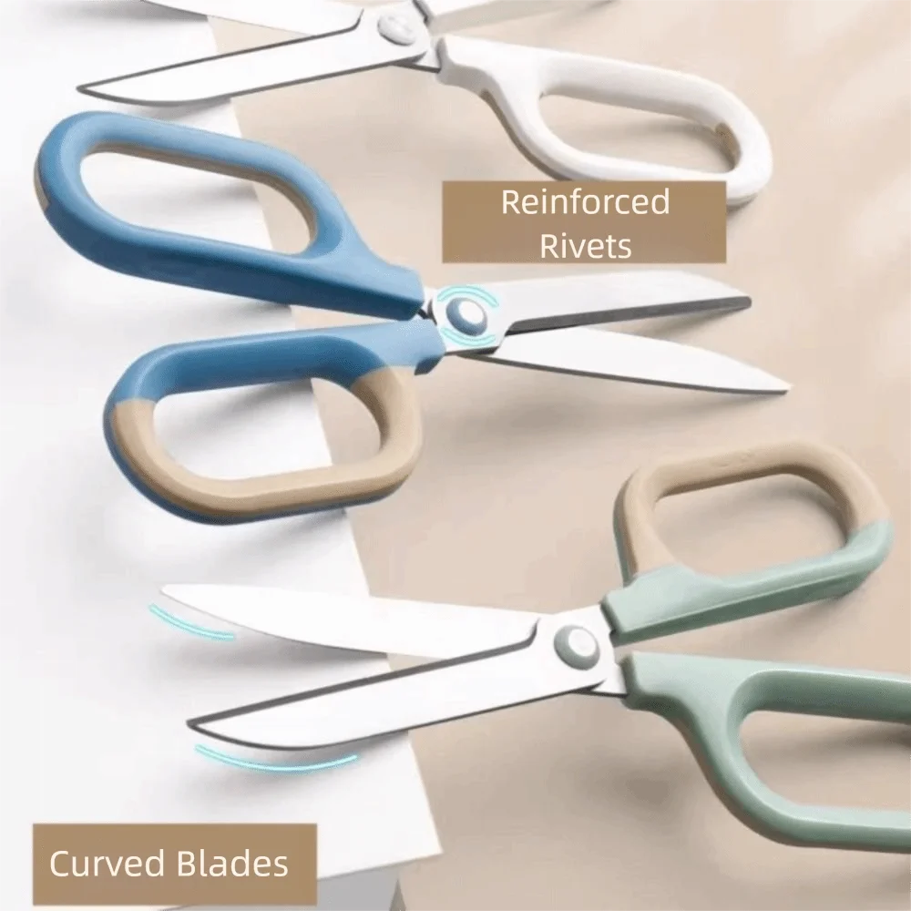 Stainless Steel Stationery Scissors Double Color Hitting Color Household Scissors 18cm Large Loop Handle Paper Scissors