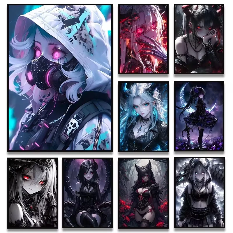 500/1000 Pcs for Adults Jigsaw Puzzle Gothic Anime Girl Challenging Large-Scale Brain Teaser with Complex Patterns