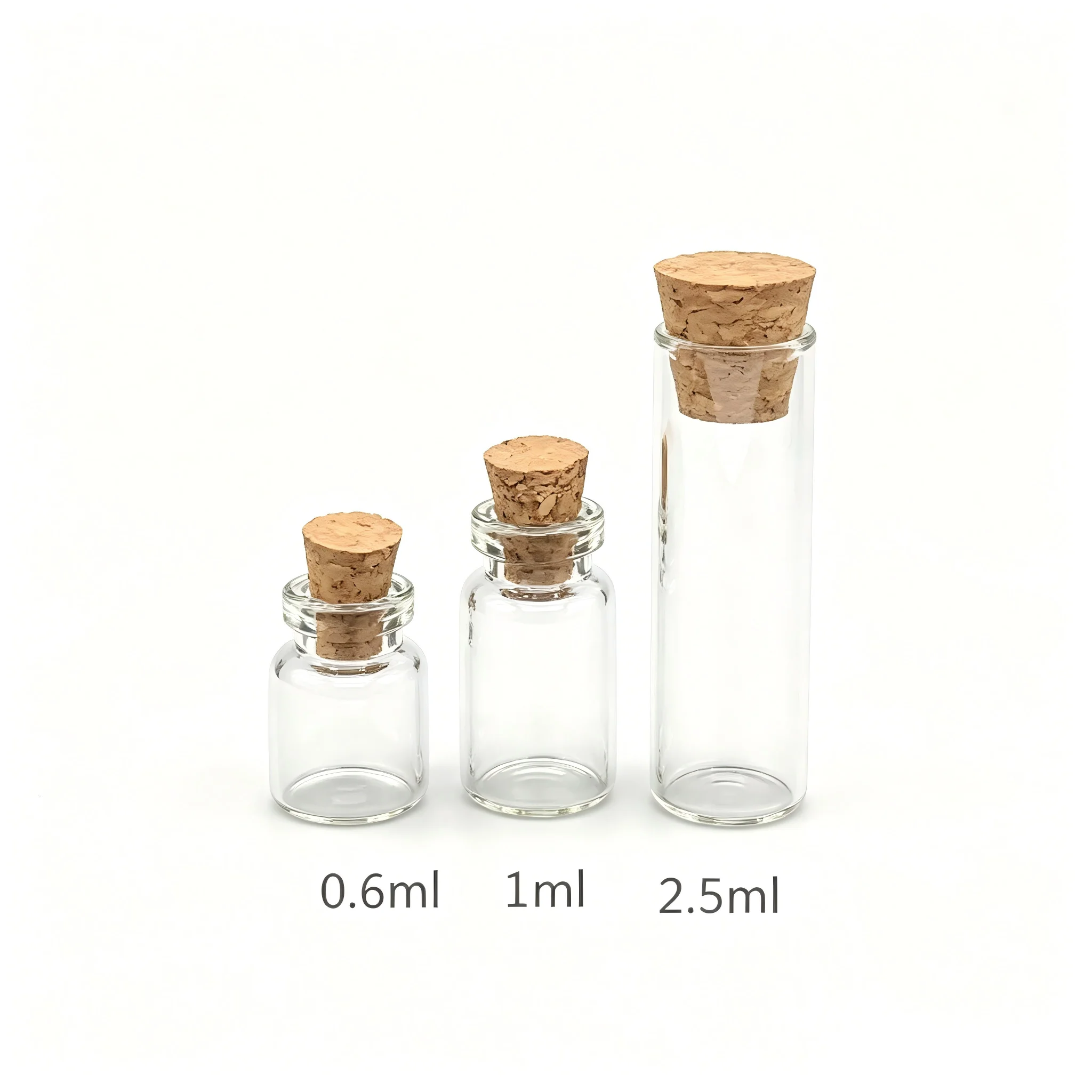 1000pcs Small Glass Bottle with Cork Diameter 13mm 1ml High-Quality Display Vials for Wholesale