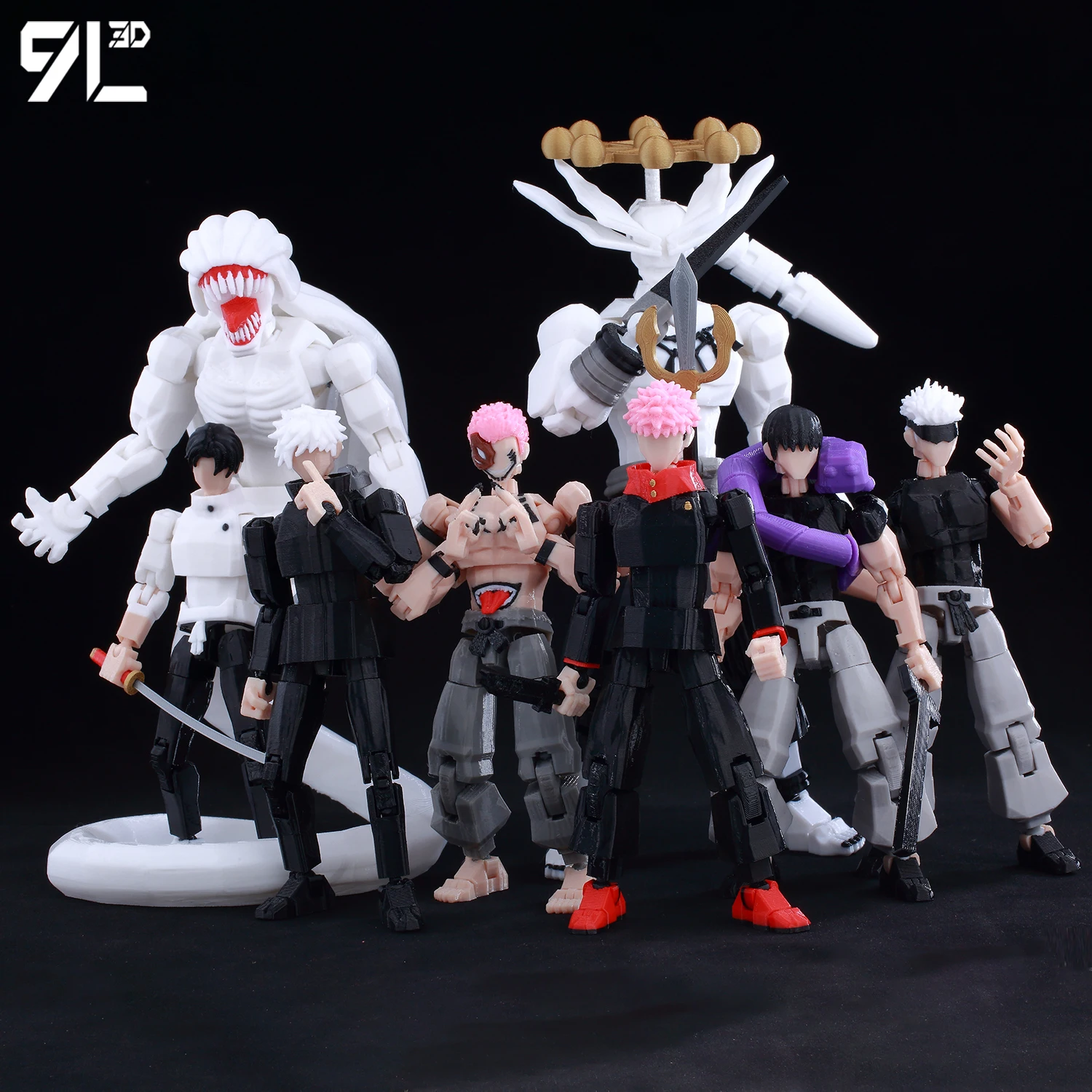 Image of 9L3D Titan 13 Vormontiertes Gojo Sukuna Jujutsu Toji Actionfiguren-Set 3D-Druck Dummy Glücksbringer Vollkörper Mechanischer Roboter Spielzeug