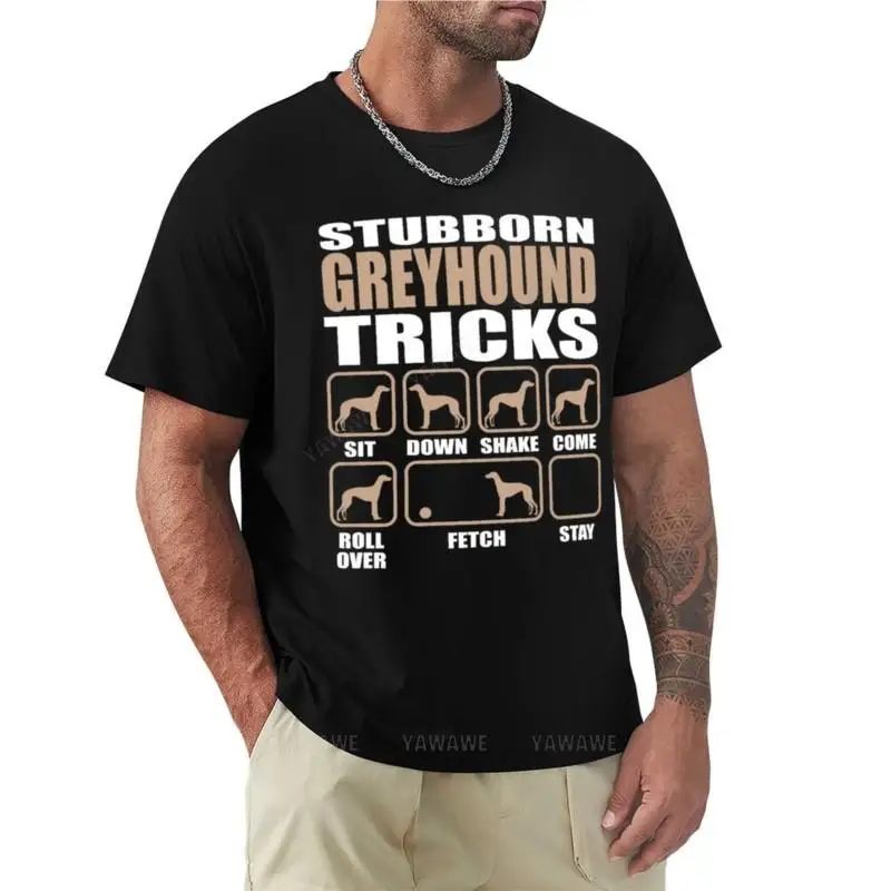 Stubborn Greyhound Tricks design T-Shirt hippie clothes boys animal print shirt black t shirts for men