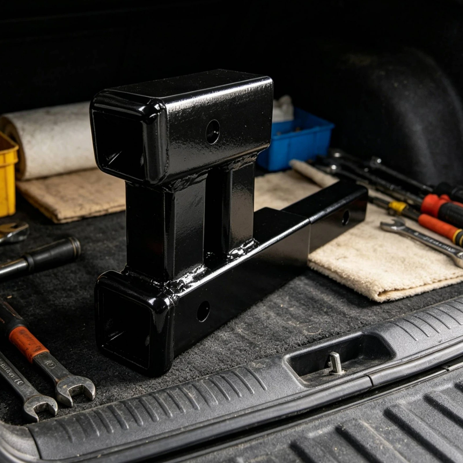 Trailer Hitch Extension Arm Welded Steel Double Receiver Hitch Extension Dual Receiver Extender Long-Lasting Compact for Towing