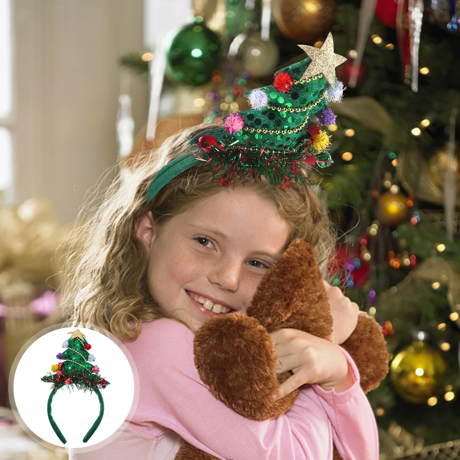 

Christmas Tree Headband Bell Xmas Party Headband Decorative Lightweight Hairband for Women Christmas Cosplay New Year