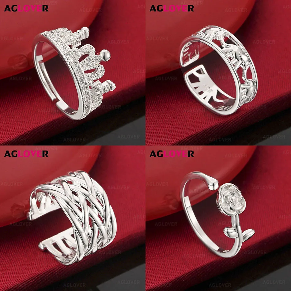 

AGLOVER 925 Sterling Silver Elephant Hollow Ring Exquisite Unique Fashion Women's Gift Jewelry