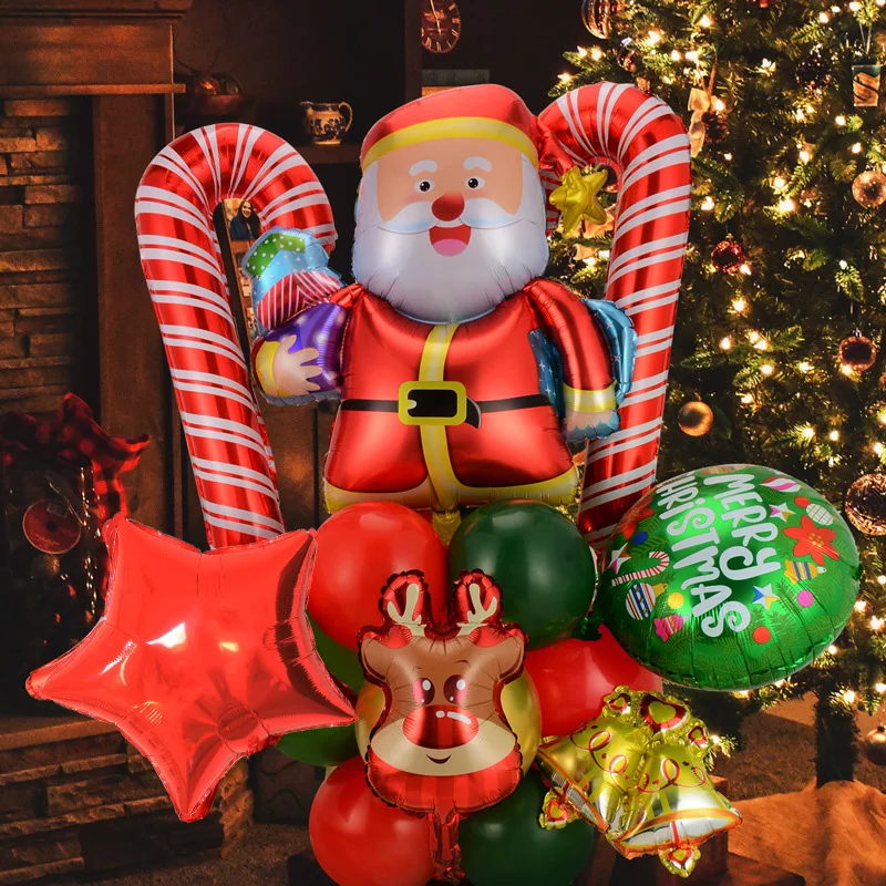 20 Teile/satz Montieren Santa Claus Weihnachten Cane Junge Luftballons Stehen Spalte Weihnachten Dekorationen für home shop Weihnachten Party Decor