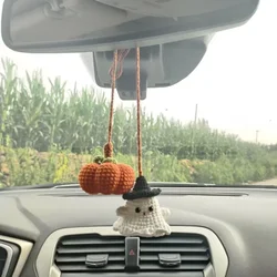 1pc Ghost Pumpkin Doll Handmade Cartoon Car Pendant Crochet Cute Little Soft Car Widget Hanging Bag Decor Pendant Halloween Gift