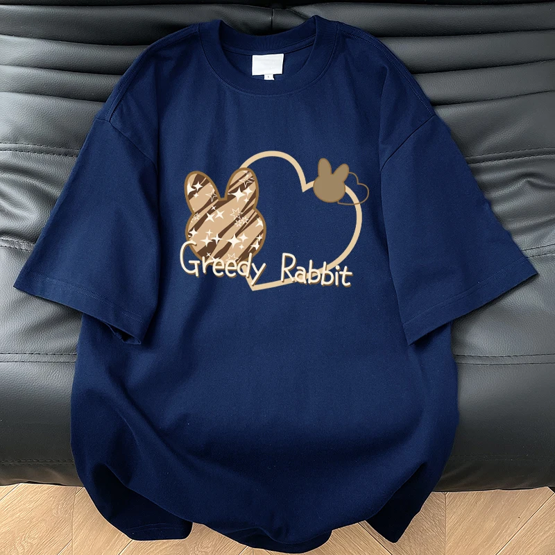 

Футболка свободного кроя с коротким рукавом, летняя, плотная, модная, брендовая, без этикетки, универсальная, хлопковая, с круглым вырезом