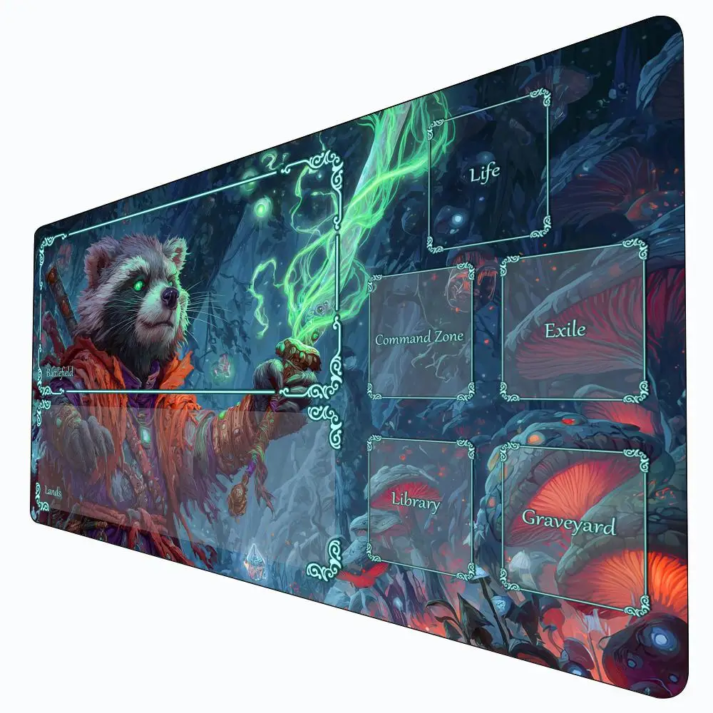 

Игровой коврик Fantasy Raccoon Mage MTG для карточных игр, нескользящий, прочный, 35x60 см, для командных игр, для настольных игр TCG