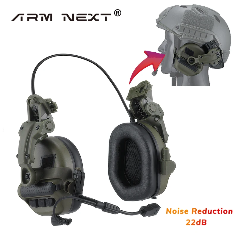 ARM NEXT Tactical Helmet Headset  Active Shooter Earmuffs & ARC Helmet Rail Adapter Military Helmet Headset