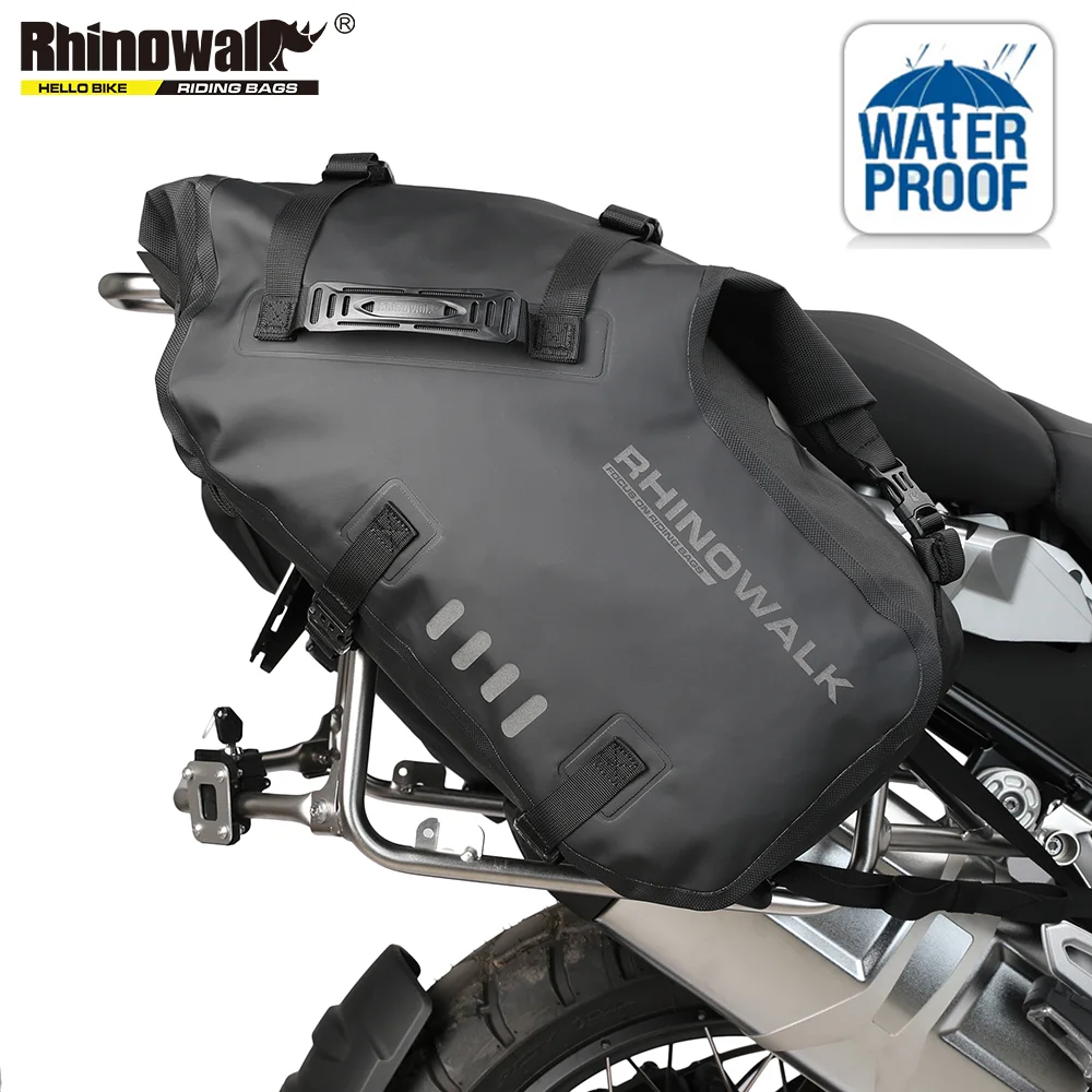 Rhinowalk Motorcycle Saddle Bag 48L/28L/18L 100%Waterproof 2 Pieces MotorBike Side Back Seat Pannier Bag Travel Dry Bag Luggage