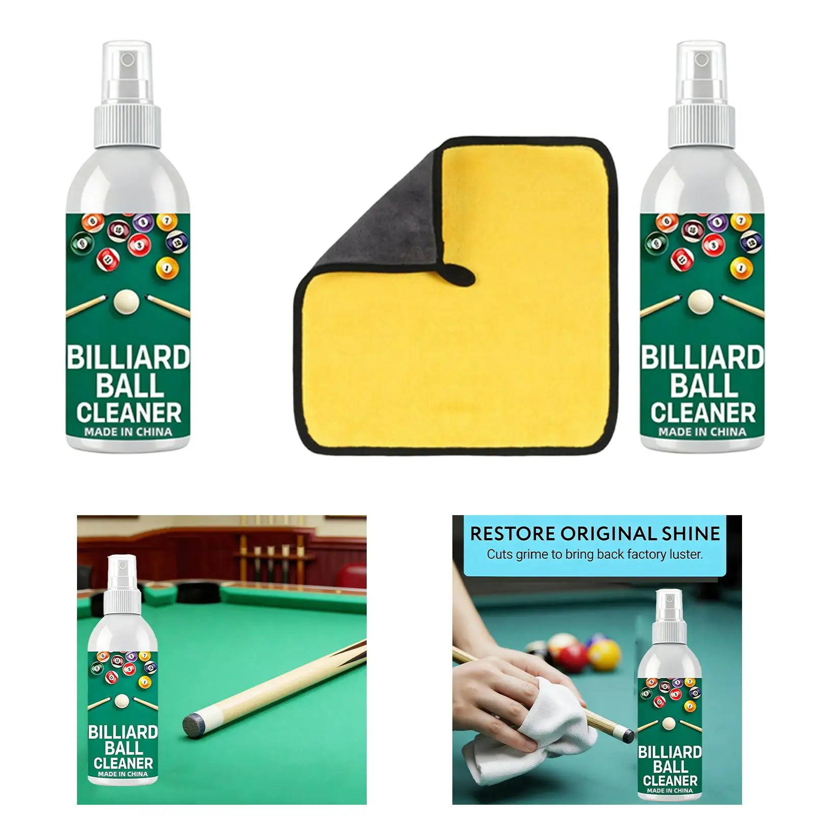

Спрей-очиститель для бильярдных шаров и киев Billiard Ball Restorer Fast Action Cleaner 100 мл для защиты кия и бильярдных принадлежностей