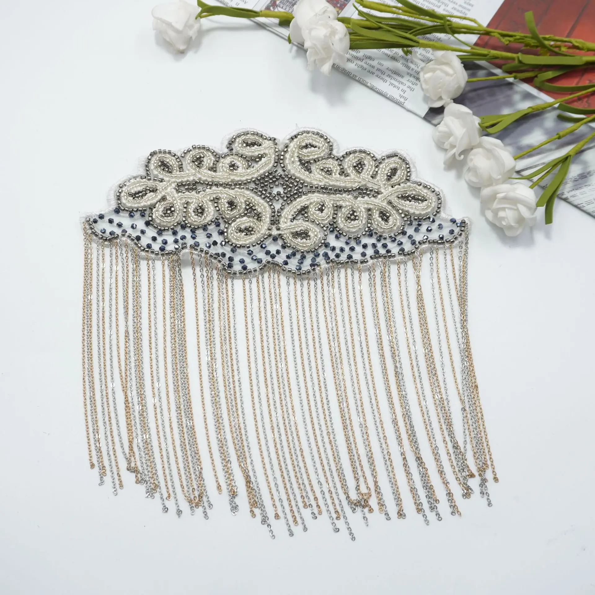 

Dingzhu Heavy Industry Exquisite Diamond-Tassel Dress Temperament Cloth Sticker High-End Handmade Accessory for Luxury Clothing