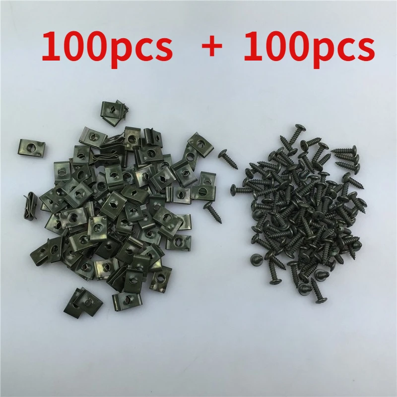 200pcs for Motorcycle Electric Vehicles Plastic Parts Mounting Screws Self Tapping Clip Iron Plate 4.8x16mm Self-tapping Screws