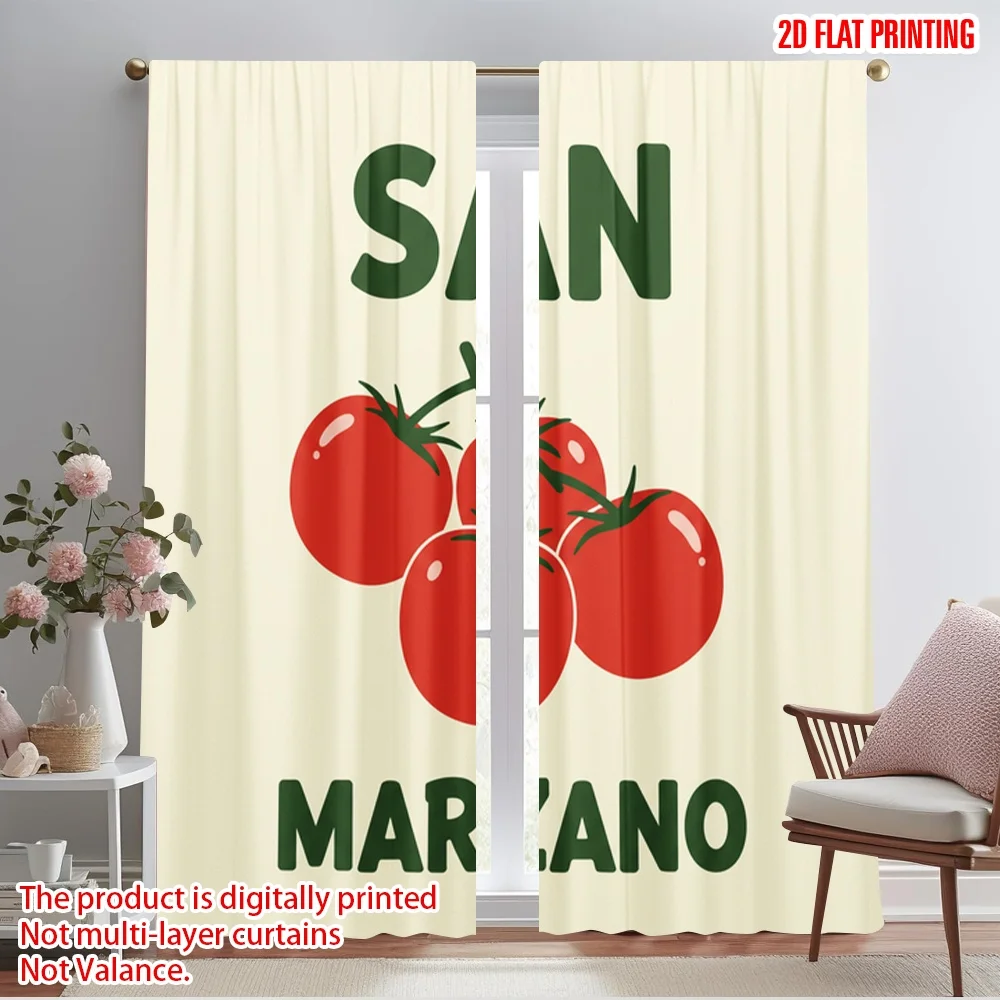 

2pcs 2D flat printing Party Curtain San Marzano Tomatoes 100% Polyester Fabric Without Electricity Birthday Party for Oversized