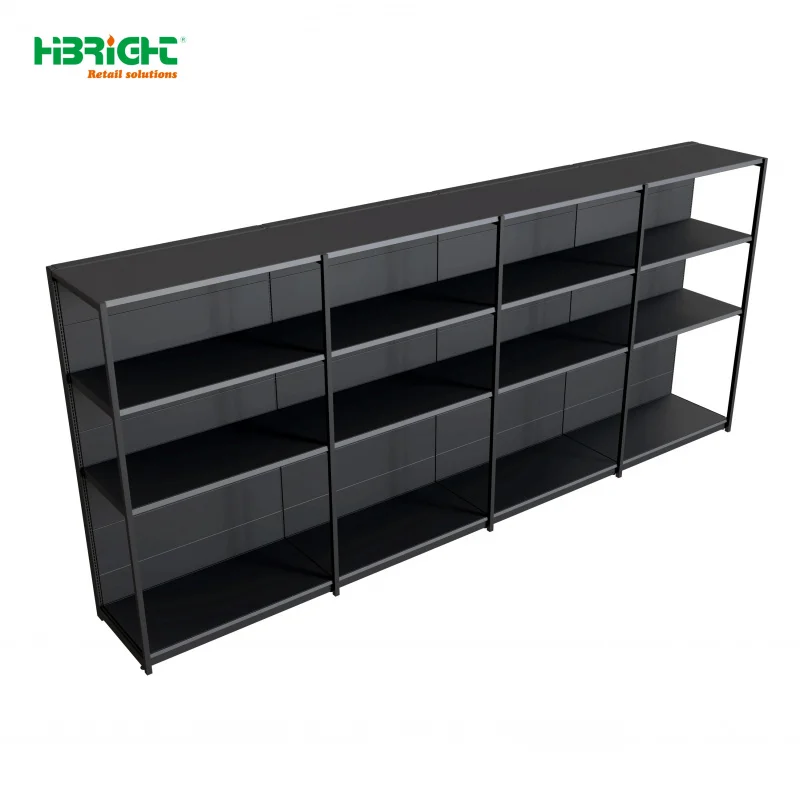 custom.Highbright HBE-SR Heavy Duty & Light Duty Metal Supermarket Display Rack Back Freestanding Solid Shelves 4/5 Shelves Poli