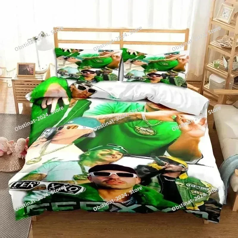 Fashion Ferxxo Feid Rapper Bedding Set Printed Bed Set With Pillowcase Bed Duvet Cover Soft Single Double Queen Super King Size
