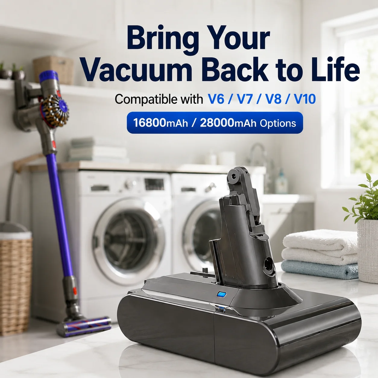 

Replacement Battery Compatible with Dyson V6 V7 V8 V10 Cordless Vacuum, High Capacity Power Pack for Longer Cleaning Runtime