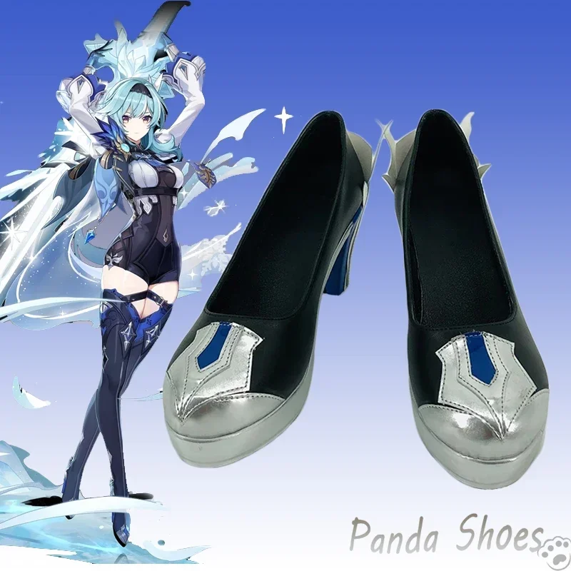 Genshinimpact Eula Lawrence Cosplay Shoes Anime Game Cos Long Boots Eula Cosplay Costume Prop Shoes for Con Halloween Party