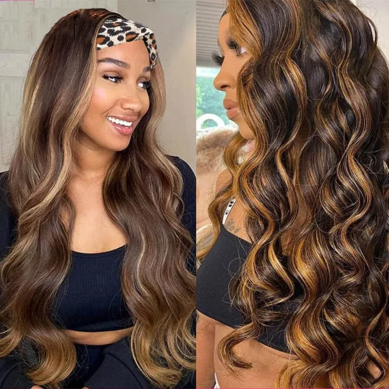 4/27 Highlight Brown Color Body Wave 13x6 Transparent Lace Frontal Wigs 100% Human Hair Wigs Body Wave Lace Front Wig Human Hair