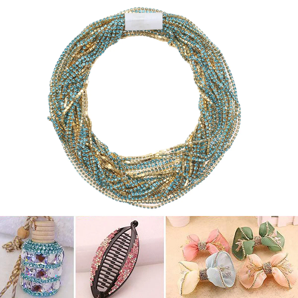 

10m Crystal Rhinestone Chain Sparkling Glass Trim for DIY Jewelry Crafts Dress Handbags Shoes Wedding Party Decoration