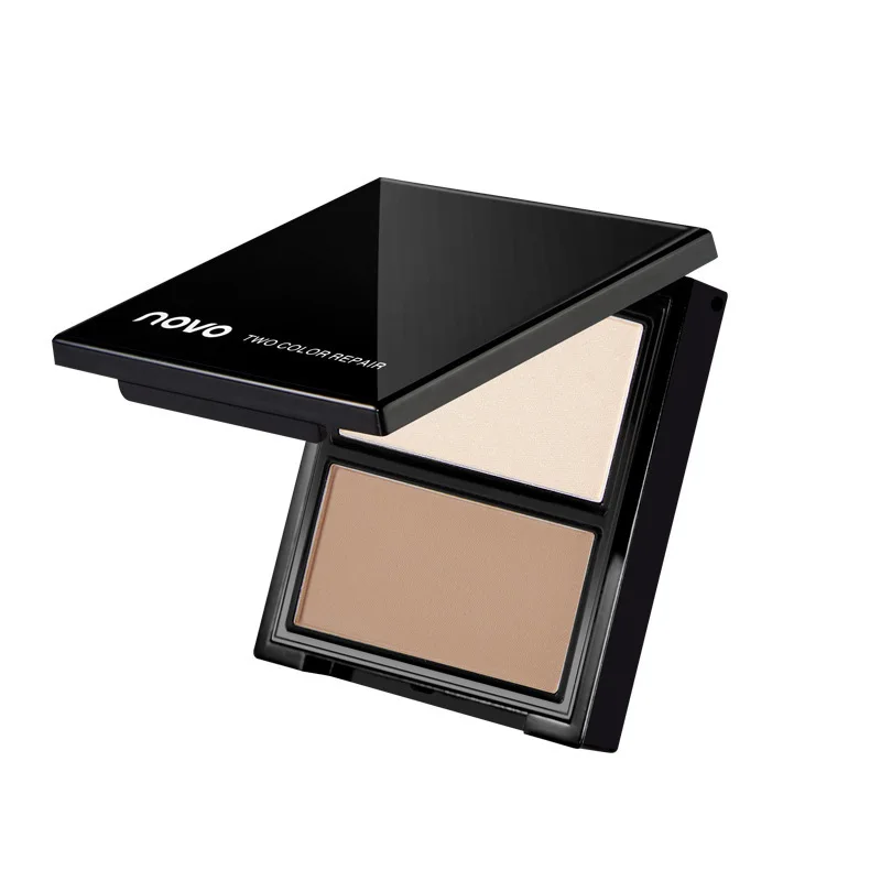 2-Farben-Augenbrauen-Puder-Palette, kosmetischer Augenbrauen-Enhancer, Augen, Nase, Schatten, Eyeliner, Kontur, All-in-One-Make-up-Pinsel, zweifarbig