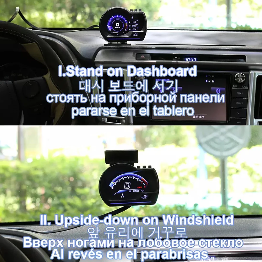 Neuestes A501 Auto Head-Up-Display OBD2 Smart Car HUD Turbo-Anzeige Digitaler Kilometerzähler Sicherheitsalarm Wasser- & Öltemperatur Drehzahlmesser Auto-Messgerät – Detail 10