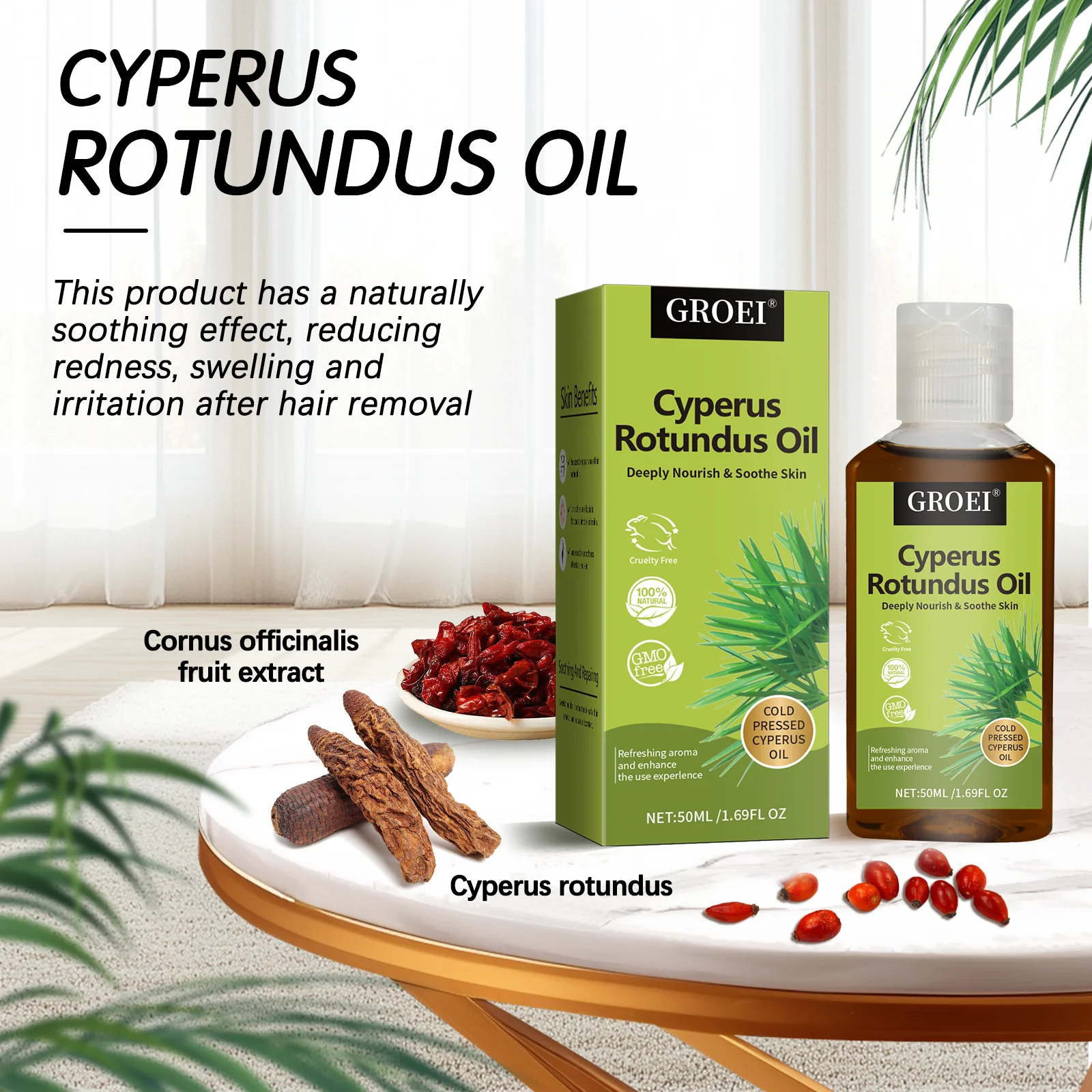 After Wax & Shave Care Oil 50ml - Cyperus Rotundus Soothing Formula, Reduces Redness & Nourishes for Body & Face Use.