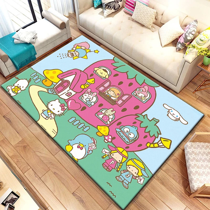 Sanrio Family Cute Cartoon HD Printed Carpet Living Room Home Decor Sofa Table Rug Non-slip Chair Lounge Mat Picnic Camping Gift