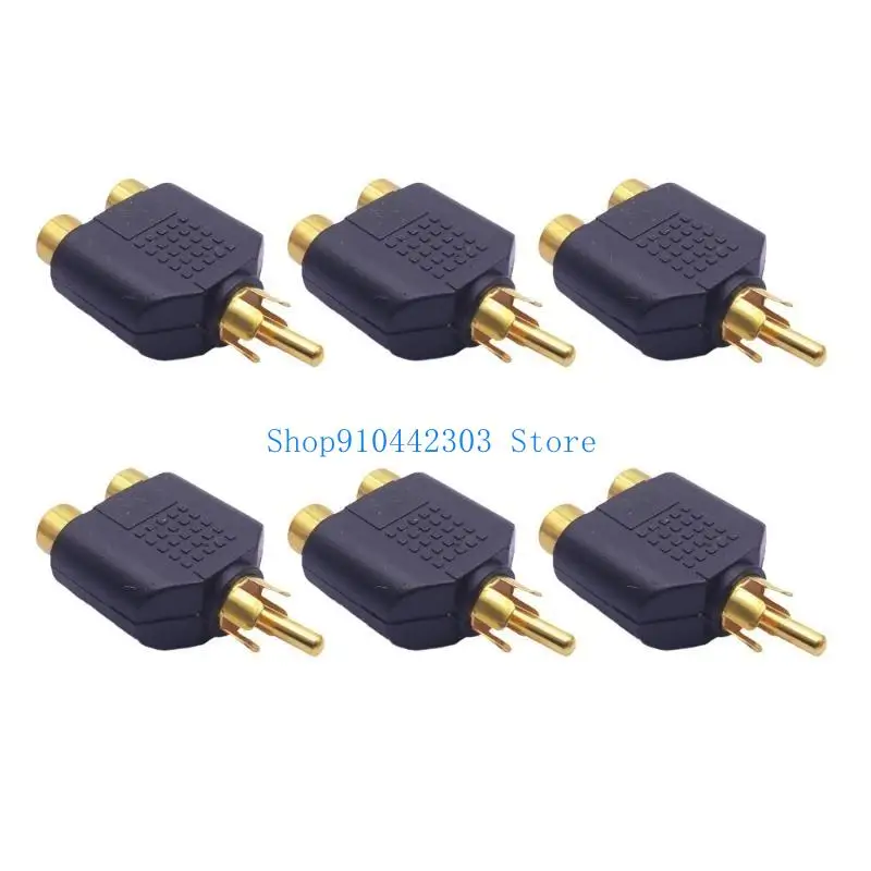 652F RCAs Y Splitter 6Pcs Male to Two Female Connectors for Stereo Sound Systems