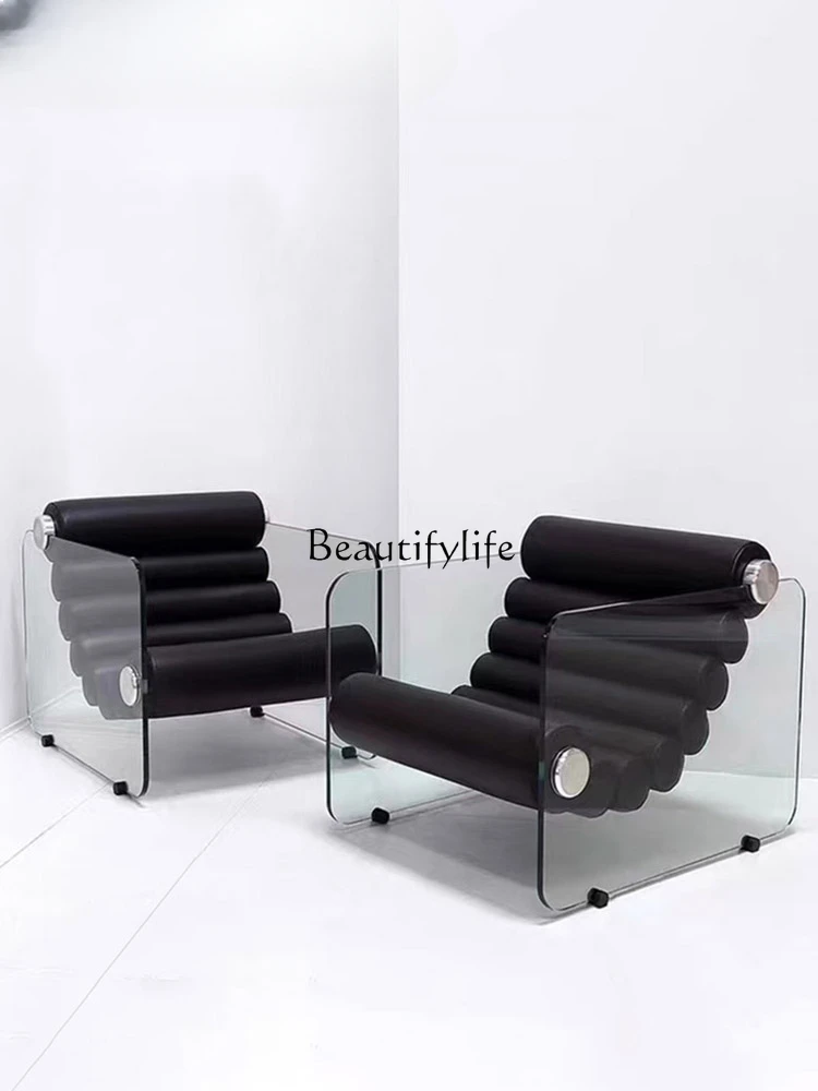 Italian Minimalist Transparent Acrylic Casual Backrest Couch