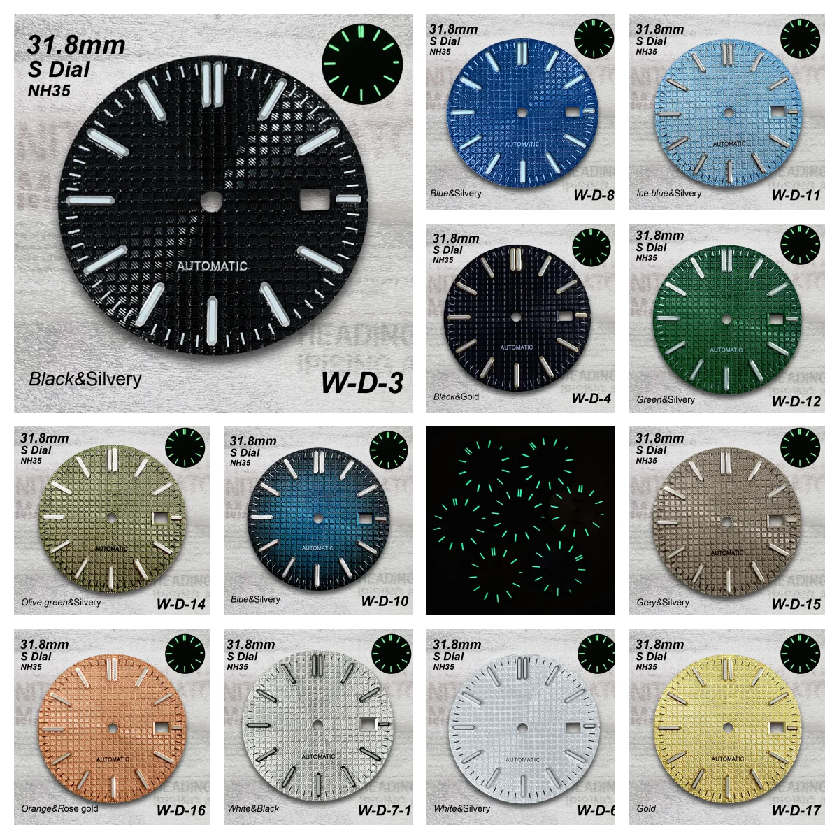 

31.8mm S Logo Dial Suitable For NH35/NH36 Automatic Movement Green Luminous High Quality Oak Watch Modification Accessories