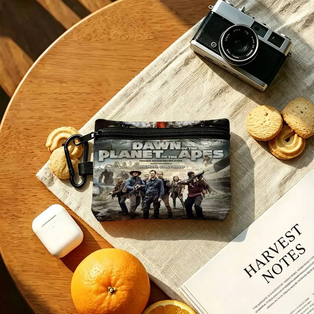 D-Dawn-Of-The-Planet-Of-The-Apes Tense-Post-Apocalyptic Portable Oxford Fabric Mini Wallet Carabiner Design Small Coin Bag - view 6