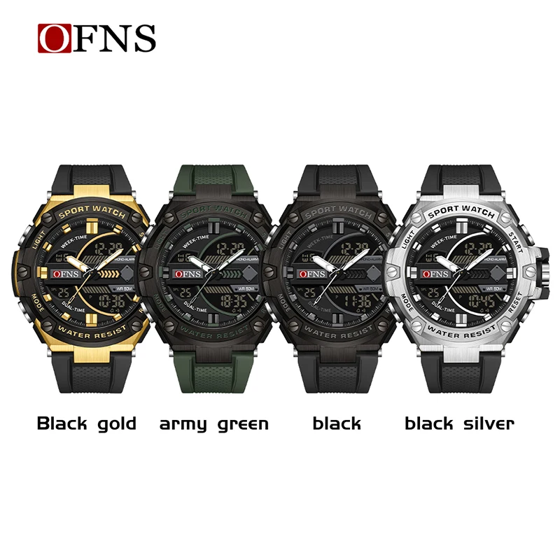 OFNS Top Brand Luxury G Style Design LED Digital Watches Men Alarm Military Waterproof Outdoor Sports Chronograph Quartz Watch