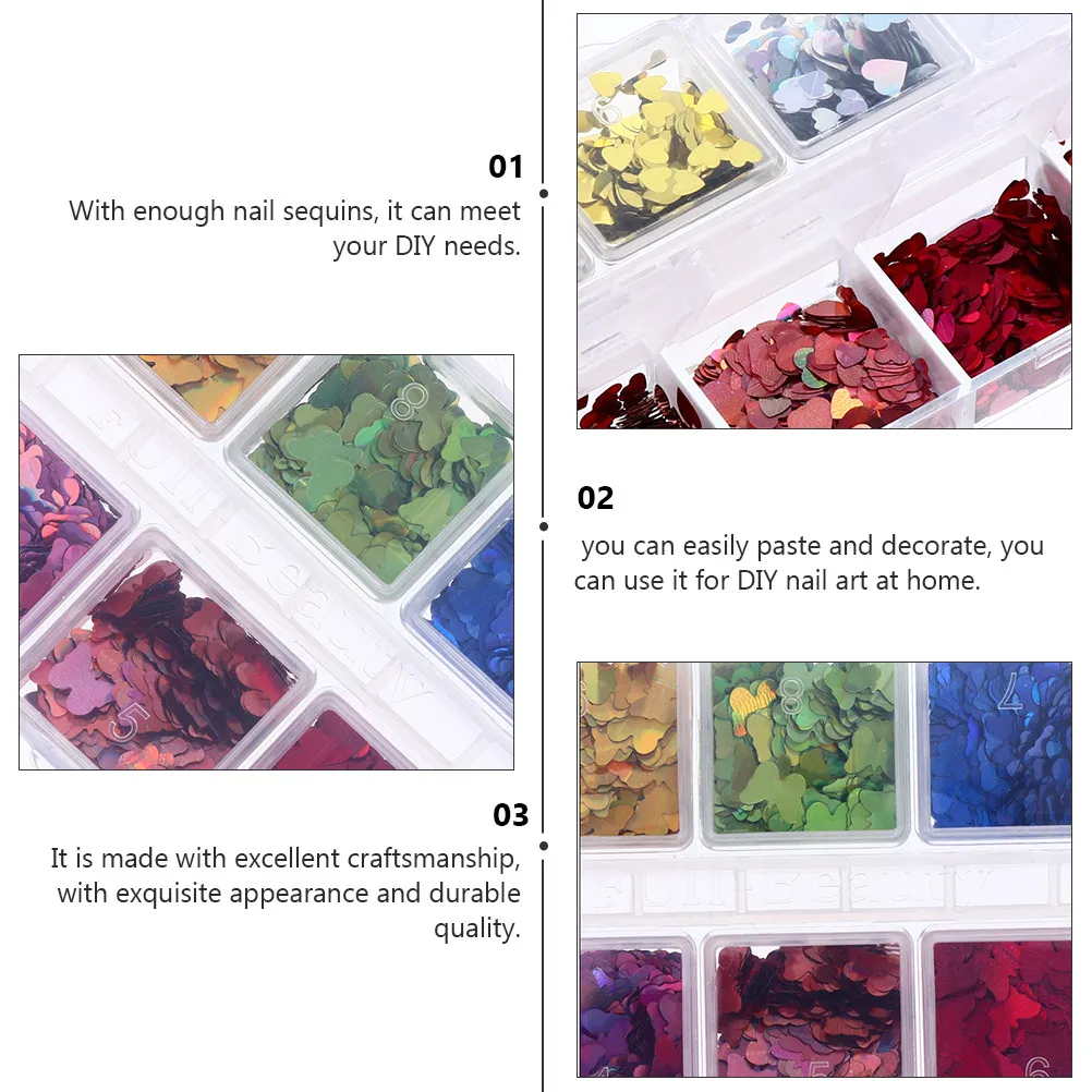 

3 коробки блесток для дизайна ногтей, блестящие, нерегулярной формы, для DIY маникюра, декора, рукоделия, эпоксидной смолы, скрапбукинга, наклеек для ногтей