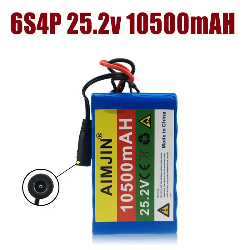 

High Capacity 25.2V 10500mAh 18650 Lithium battery 6S3P 10.5A BMS Power Battery Pack with Charger