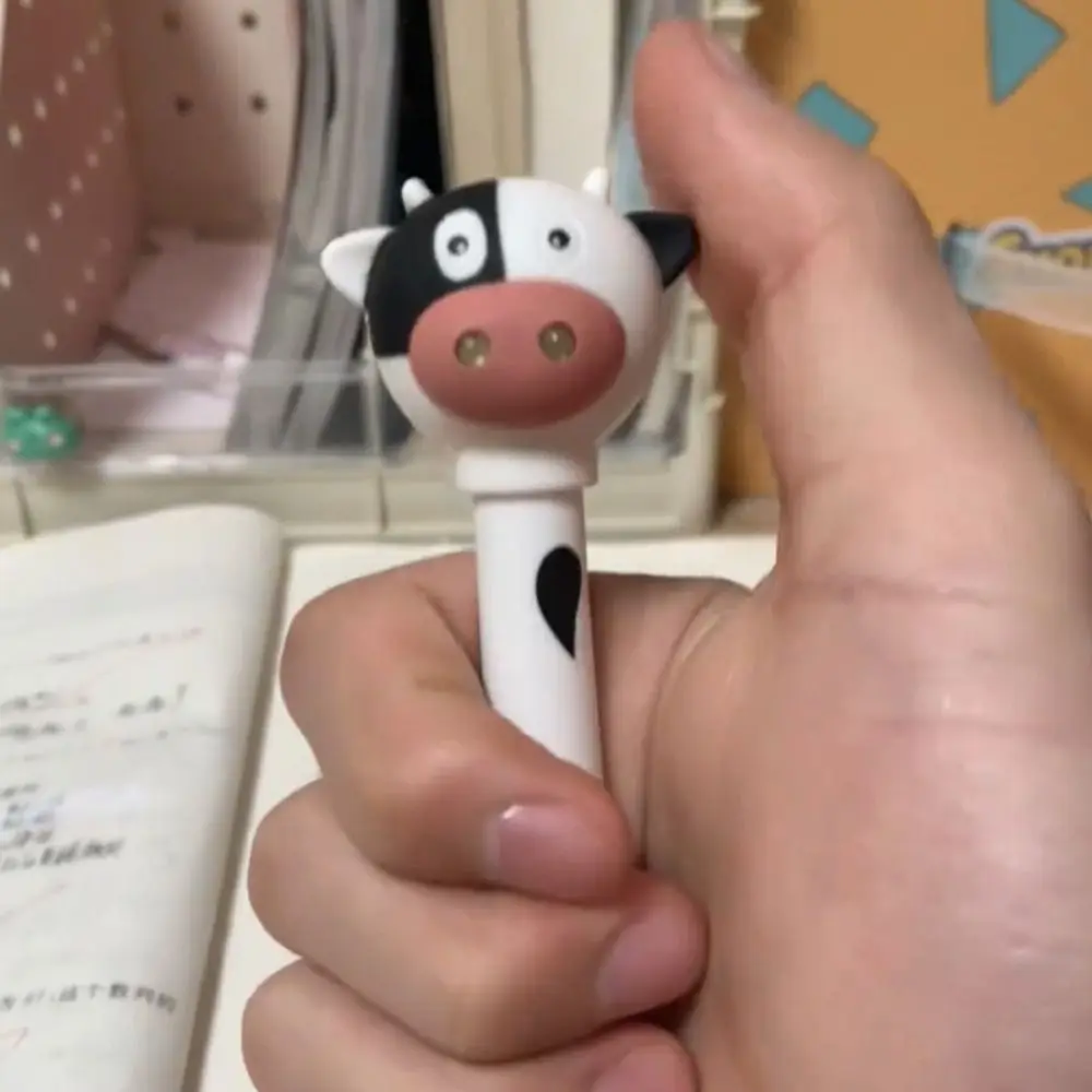 

Funny Gift Luminous Cow Ballpoint Pen Plastic Cow Shape Cartoon Cow Electronic Pen Press Bright Light Junior High School Student