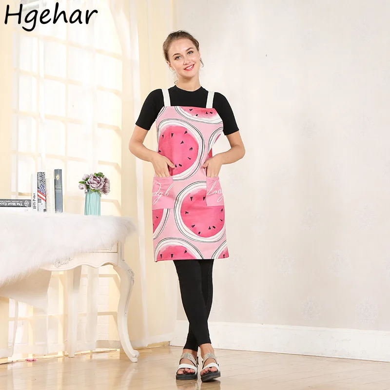 Keukenschorten Vuilbestendig Watermeloenprint Reinigingsgereedschap Waterdicht Mouwloos Koken Tuinieren Pinafore Ulzzang