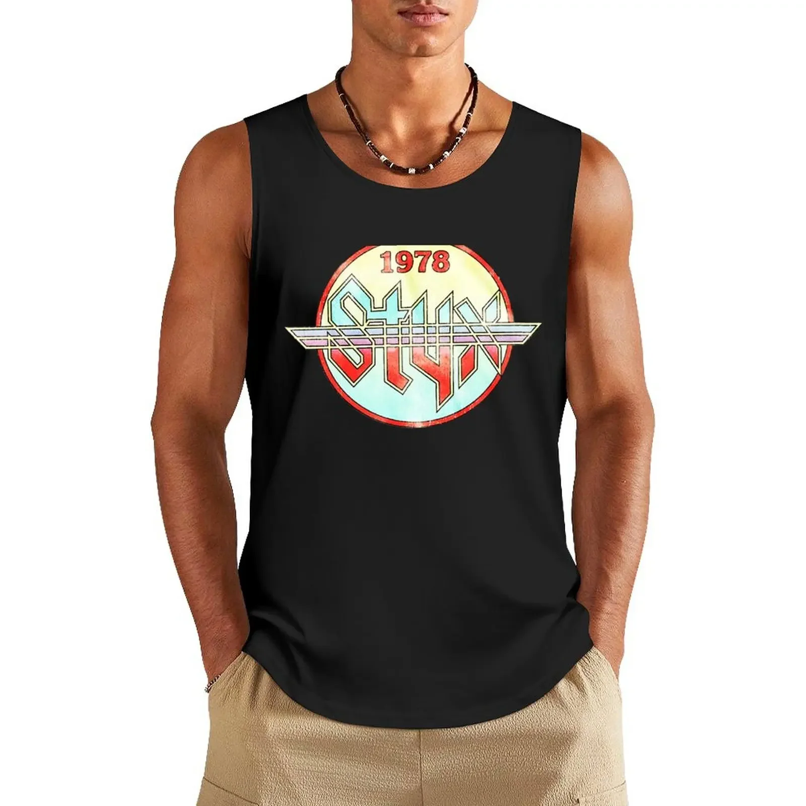 

Styx Circle 1978 World Concert Tour Music American Tank Top gym clothes man fitness Men's sleeveless gym shirts anime t-shirts