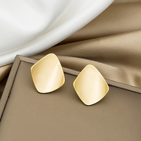 Matte minimalist square retro Hong Kong style 2024 new trendy earrings and stylish Ear Studs，Jewelry gift