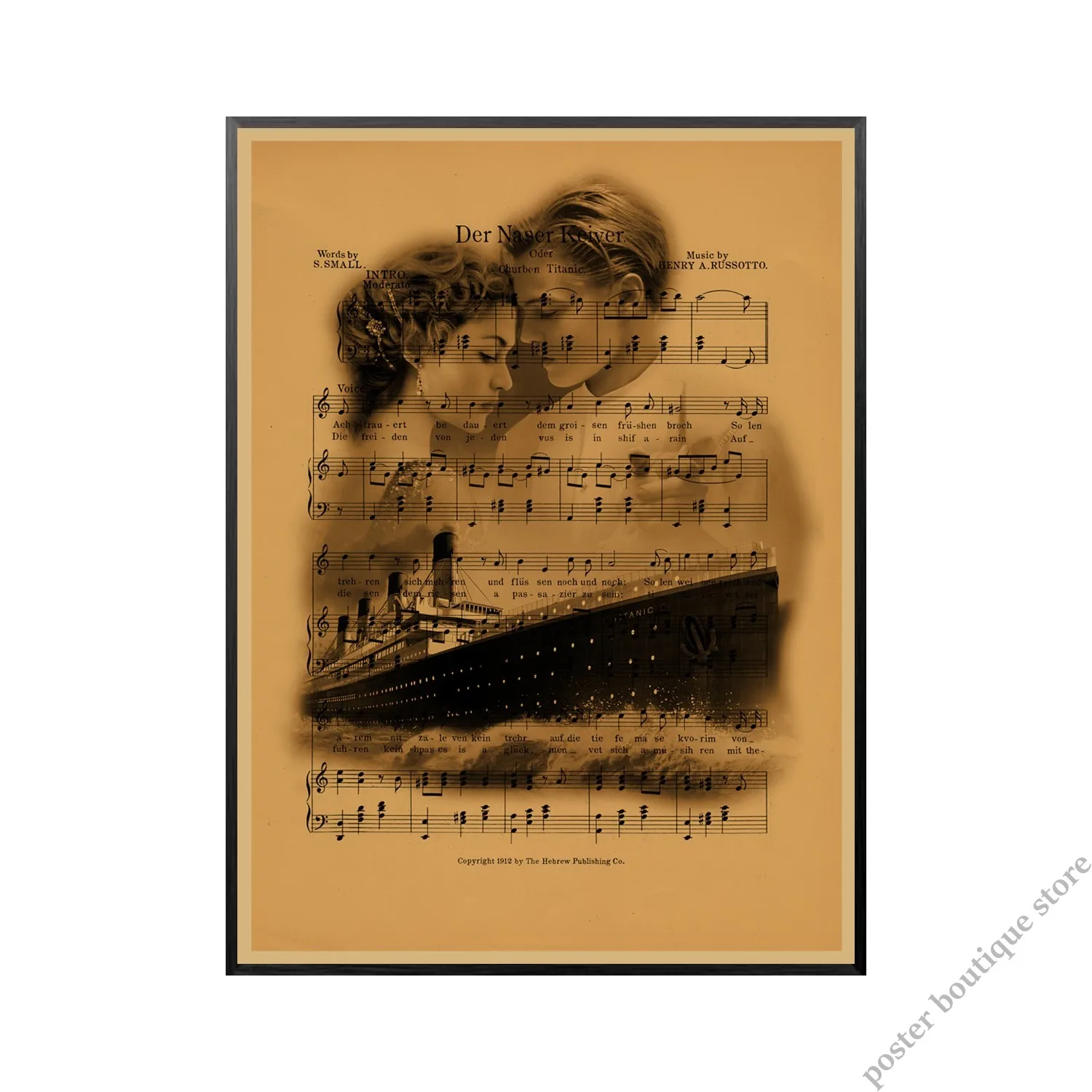 The New York Times Titanic Shipwreck Old Newspaper ,steamer ticket ,Retro Kraft Paper Poster Wall Decorative Paintings