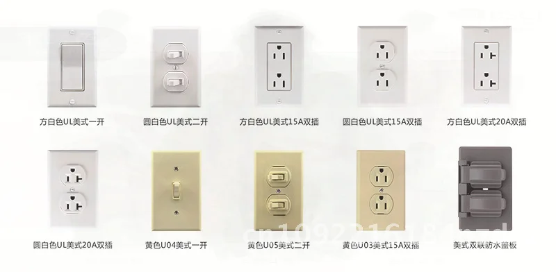 

15A Two-Position American Standard Wall Power Socket 5-15R Triple Hole Double-Joint Socket for Home Use Flame Retardant