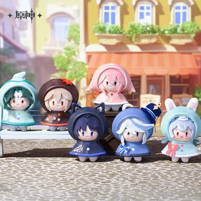 Genshin Impact Offizieller Spaß im Regen Serie Plüschanhänger Peripherie Xiao Furina Wanderer Niedlicher Schlüsselanhänger Ornament Spielzeug Geschenk