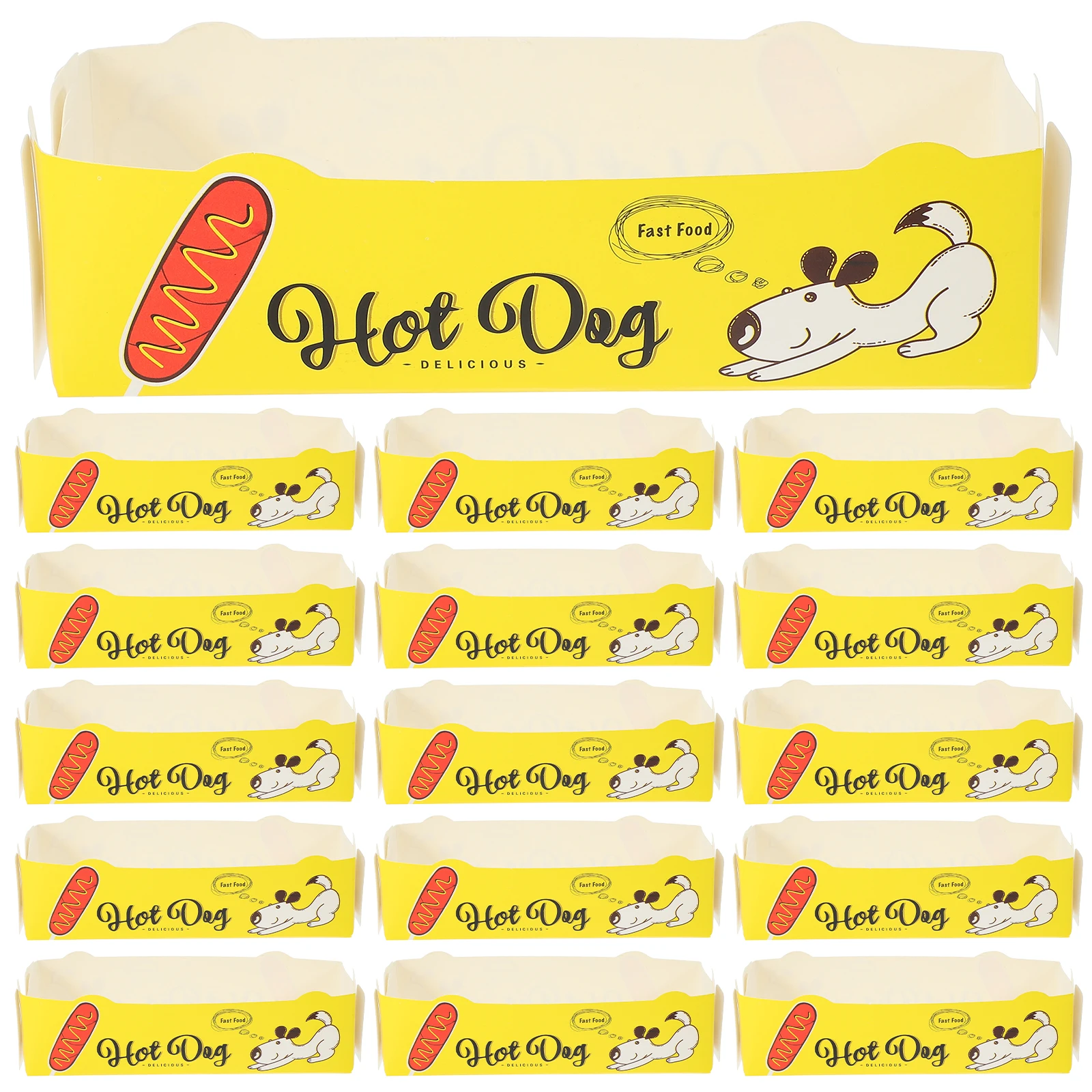 

50pcs Boxes Disposable Food Serving Tray Paper Chicken Box Yellow Container Breakfast Snack Disposable Box Pack