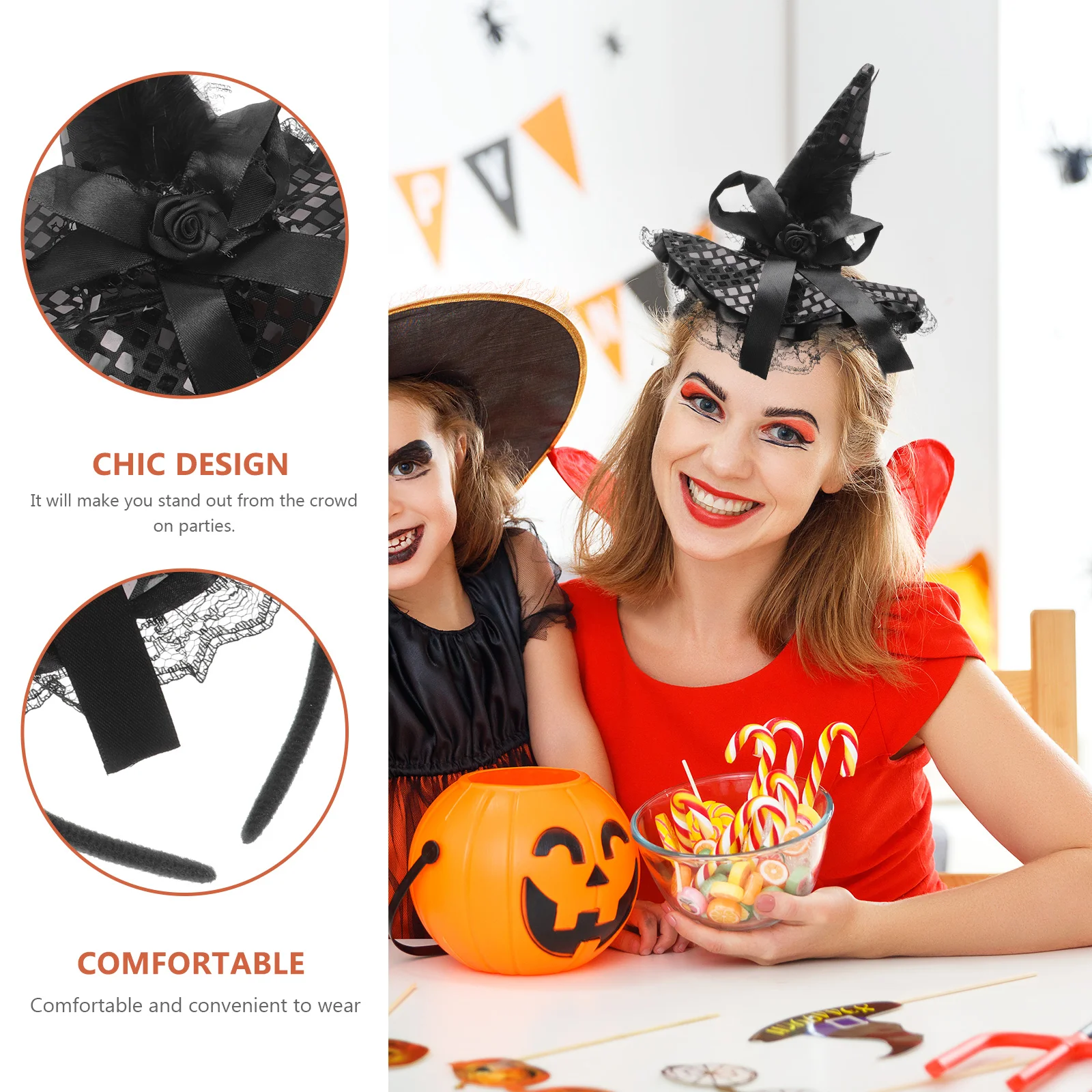 Makeup Witch Hat Headband Toddler Women's Decor Halloween Polyester Mischievous