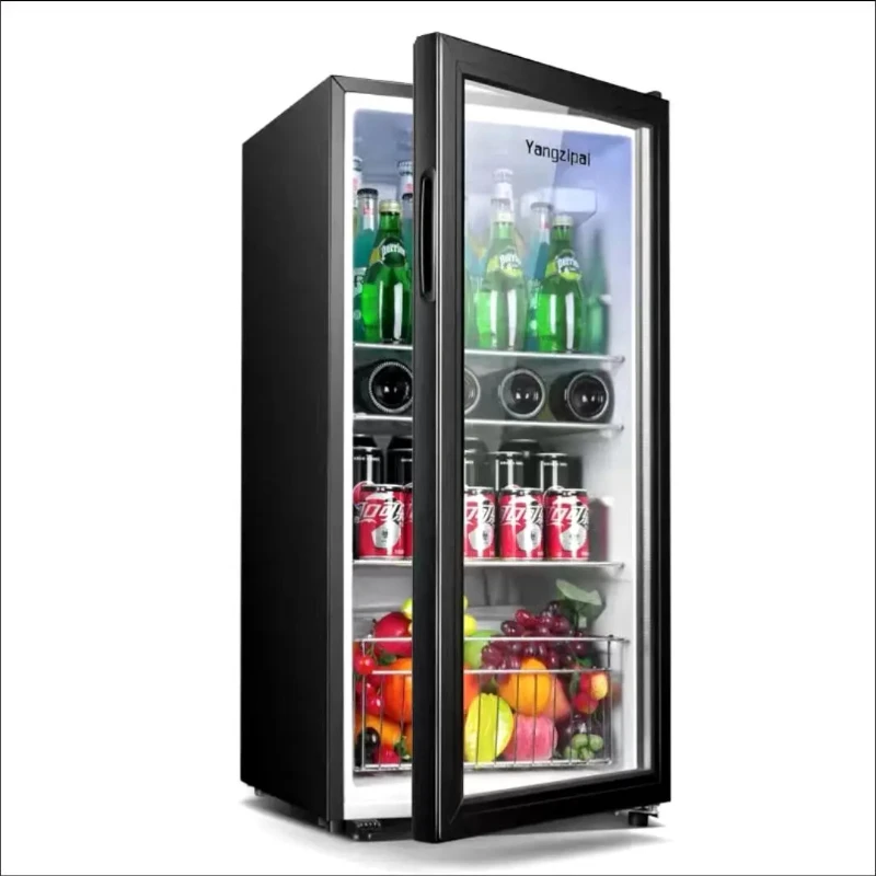 

Портативный однодверный холодильник, небольшой бытовой прозрачный маленький холодильник, офисный шкаф для напитков, фруктовый чай, винный шкаф