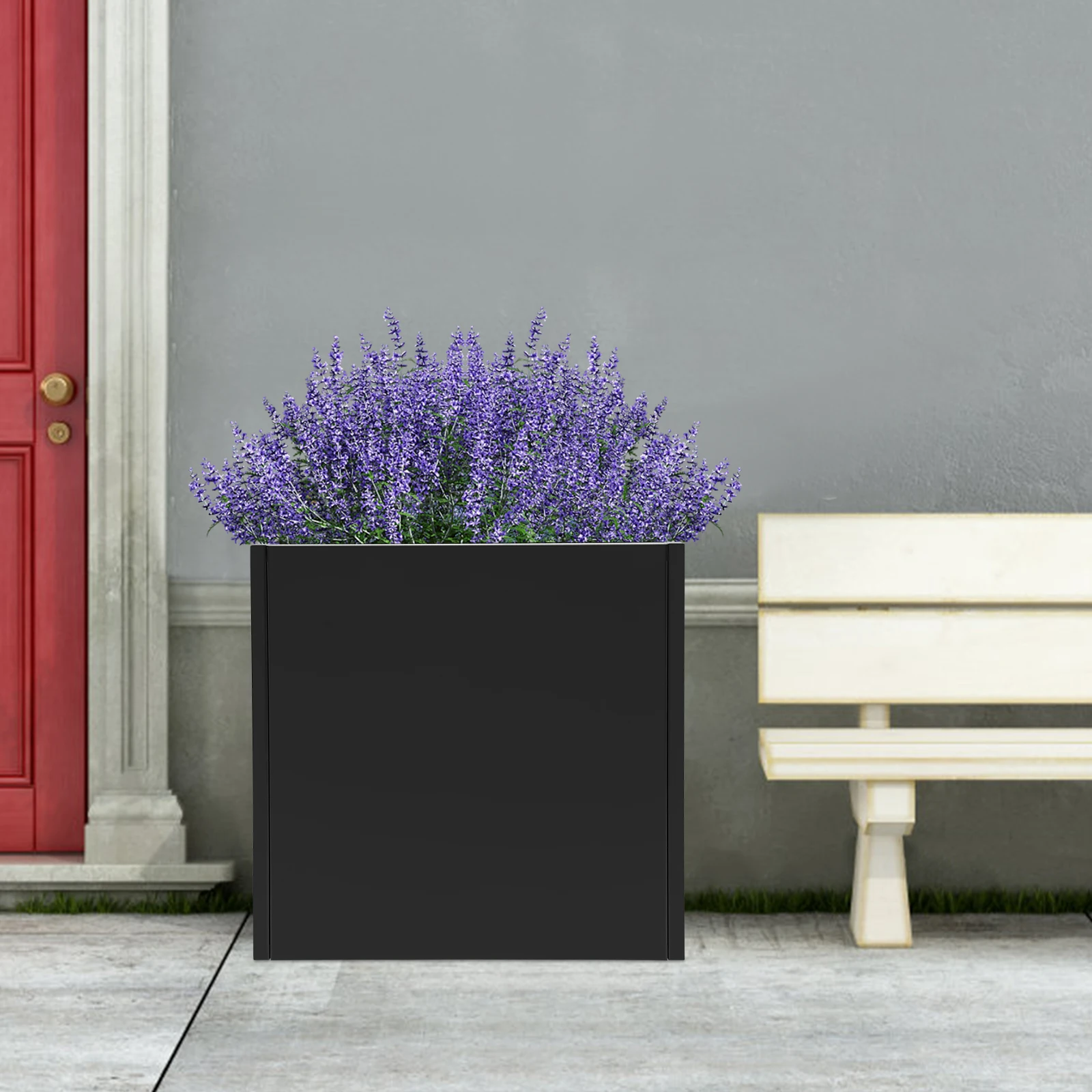 

Black Square Planter Box For Indoor&Outdoor Gardening - Fits Balcony/Garden/Deck, Effortless Clean With Water&Dry Cloth