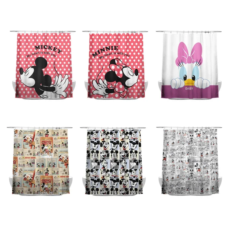 Mickey Shower Curtains Polyester Bathroom Curtain With Hooks Decor Disney Waterproof Cute Bath Curtain 180*180cm Dropshipping