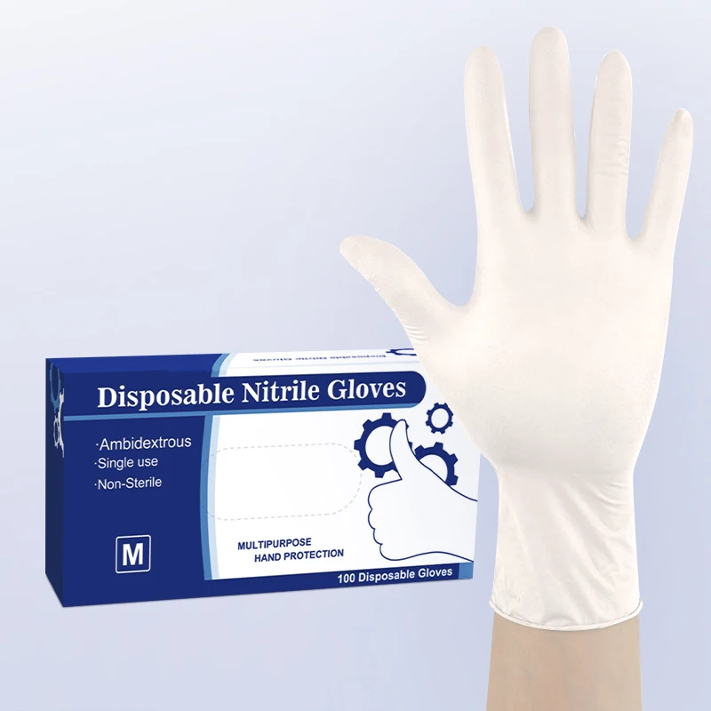 Guantes de nitrilo desechables sin polvo, grado alimenticio, Azul, Negro, tatuaje