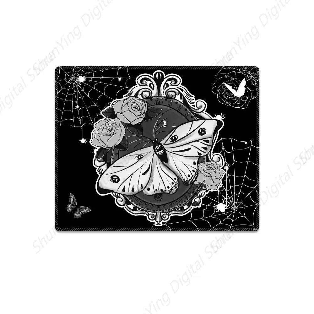 

Horror Black Mouse Pad Home Office Square Butterfly Mouse Pad Anti Slip Rubber Gaming Mouse Pad 18*22cm