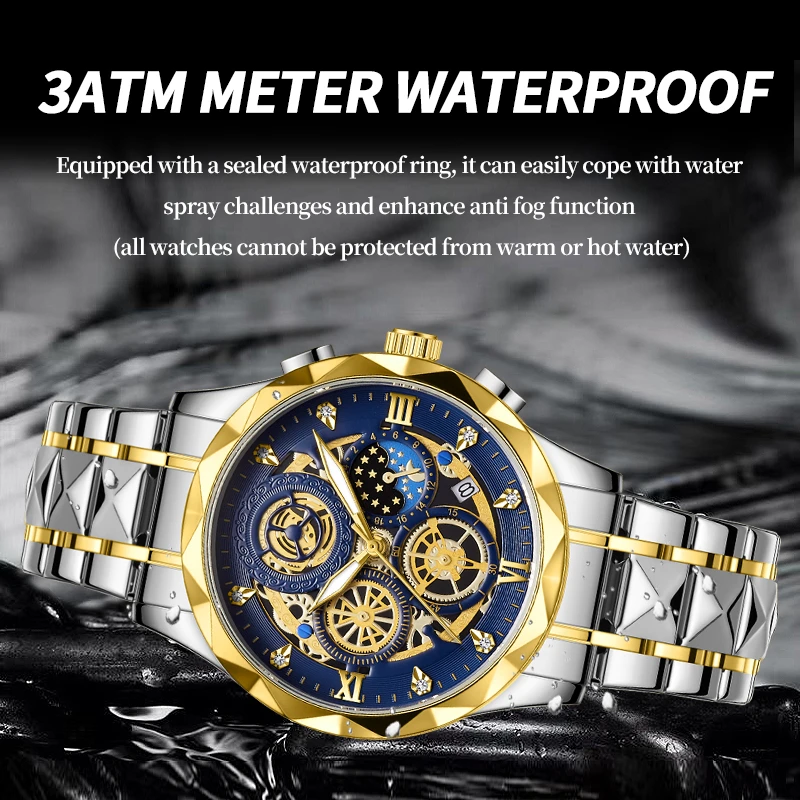 PAAZOMU Fashion Man Wristwatch Waterproof Luminous Chronograph Watch for Men Stainless Steel Men\'s Quartz Watches reloj hombre